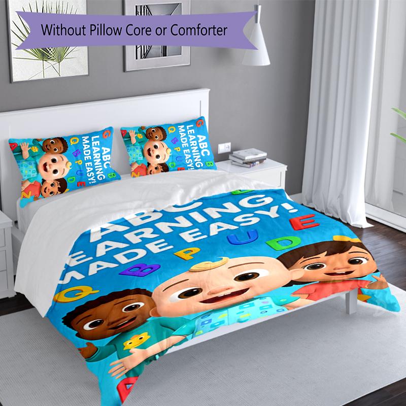 3pcs Jay Franco Cocomelon Duvet Cover Set, Includes 1 Duvet Cover and 2 Pillowcases,Skin-Friendly&Comfortable Fabric,Suitable Bedding Sets