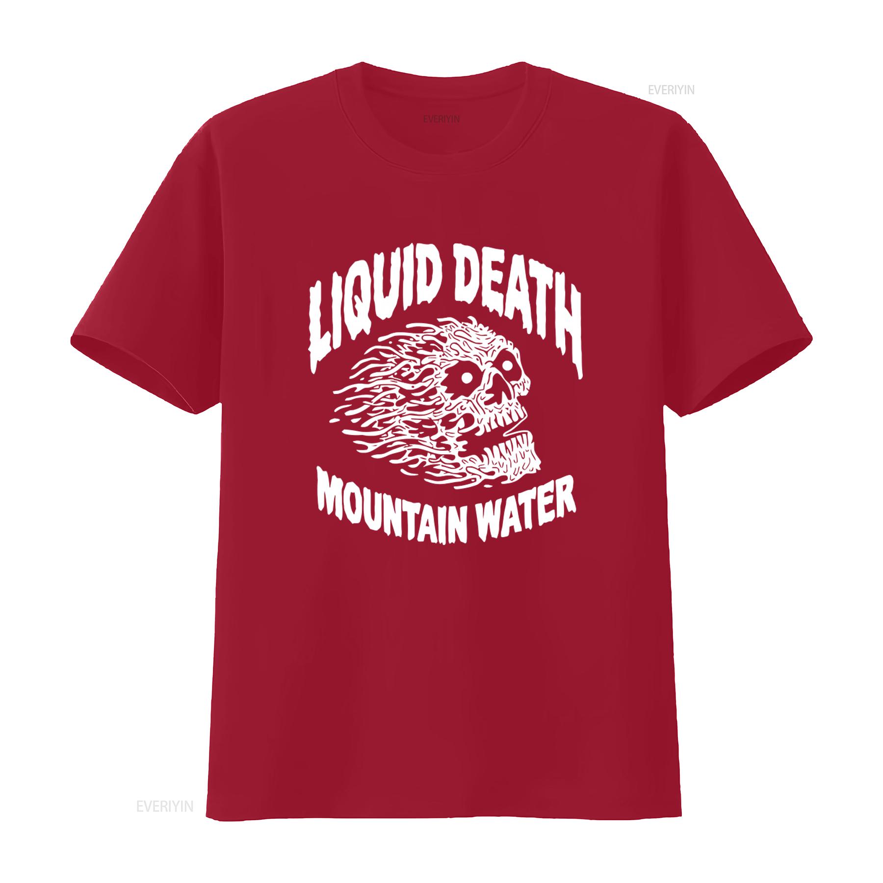 

Liquid Death Mountain Water Skull Logo Mens Large Black T Shirt vintage Washed graphic Top For Everyday Wear Soft Stretched S
