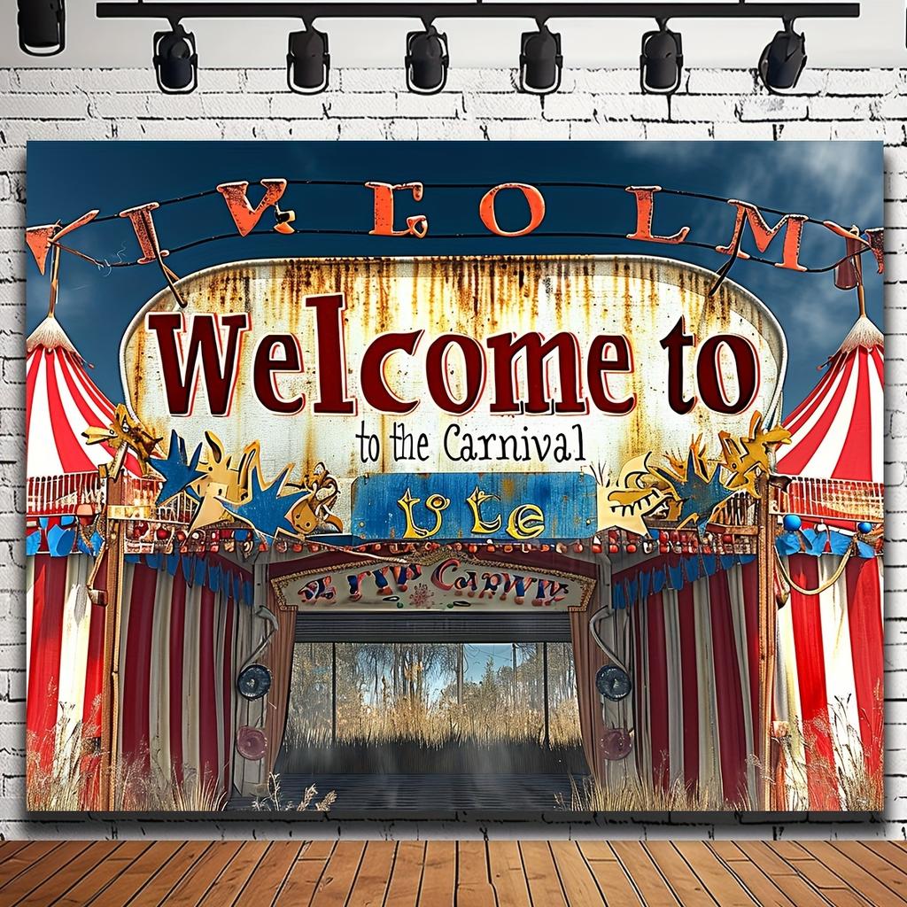 1 Standard-sized, large-scale circus festival background.Welcome to the circus festival banner background photo background board