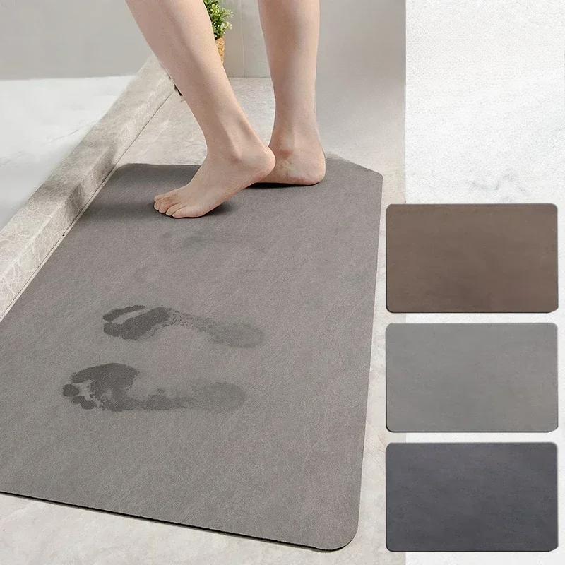 Diatomite Bath Mat Non-slip Bathroom Rug Super Absorbent Bathroom Carpet Bathtub Drying Floor Mats Shower Room Entrance Doormat