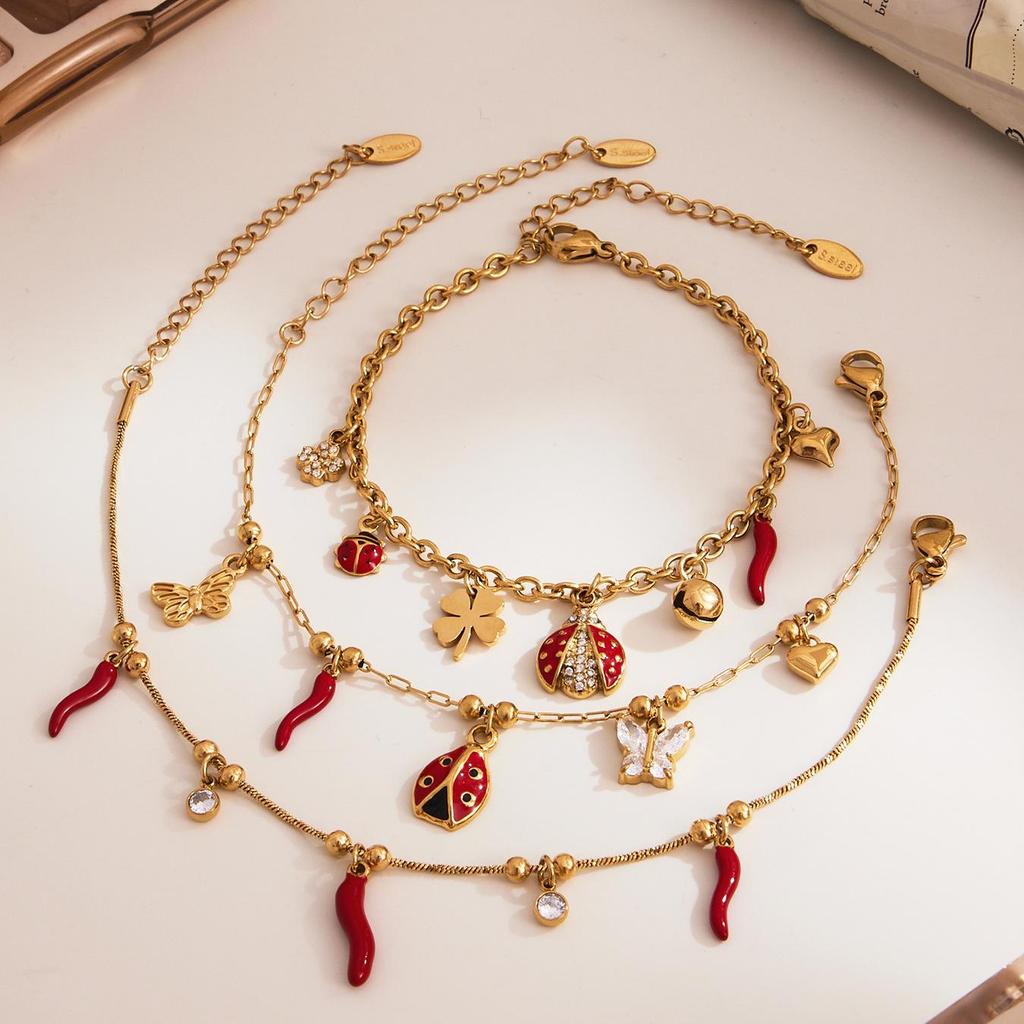 Oumeka Emaille Insekten Accessoire Set - Europäische & Amerikanische Mode Halskette Armband Combo