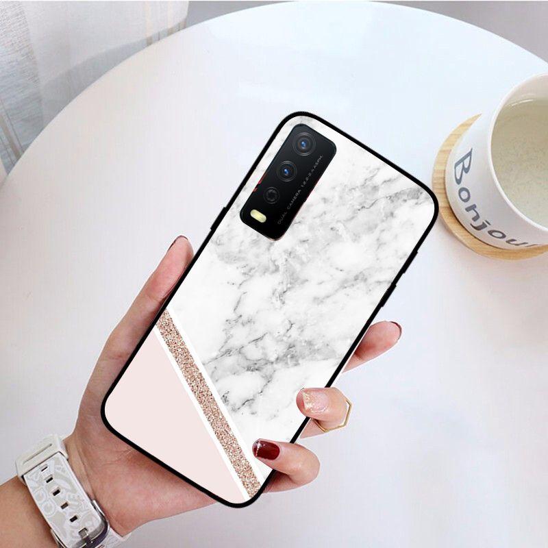 Fashion Geometric Splice Pattern Marble Phone Cover For Vivo Y31 Y30 Y33S Y11S Y12S Y17 Y20 Y21S Y1S Y53S Y15 Y19 Y91C V23 Cases