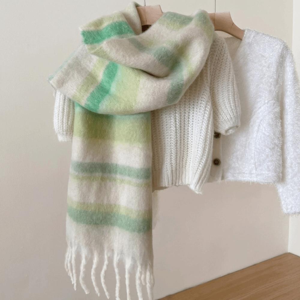Tassel Winter Cashmere Scarves Mohair Neck Warmer Elegant Long Shawl  Girl