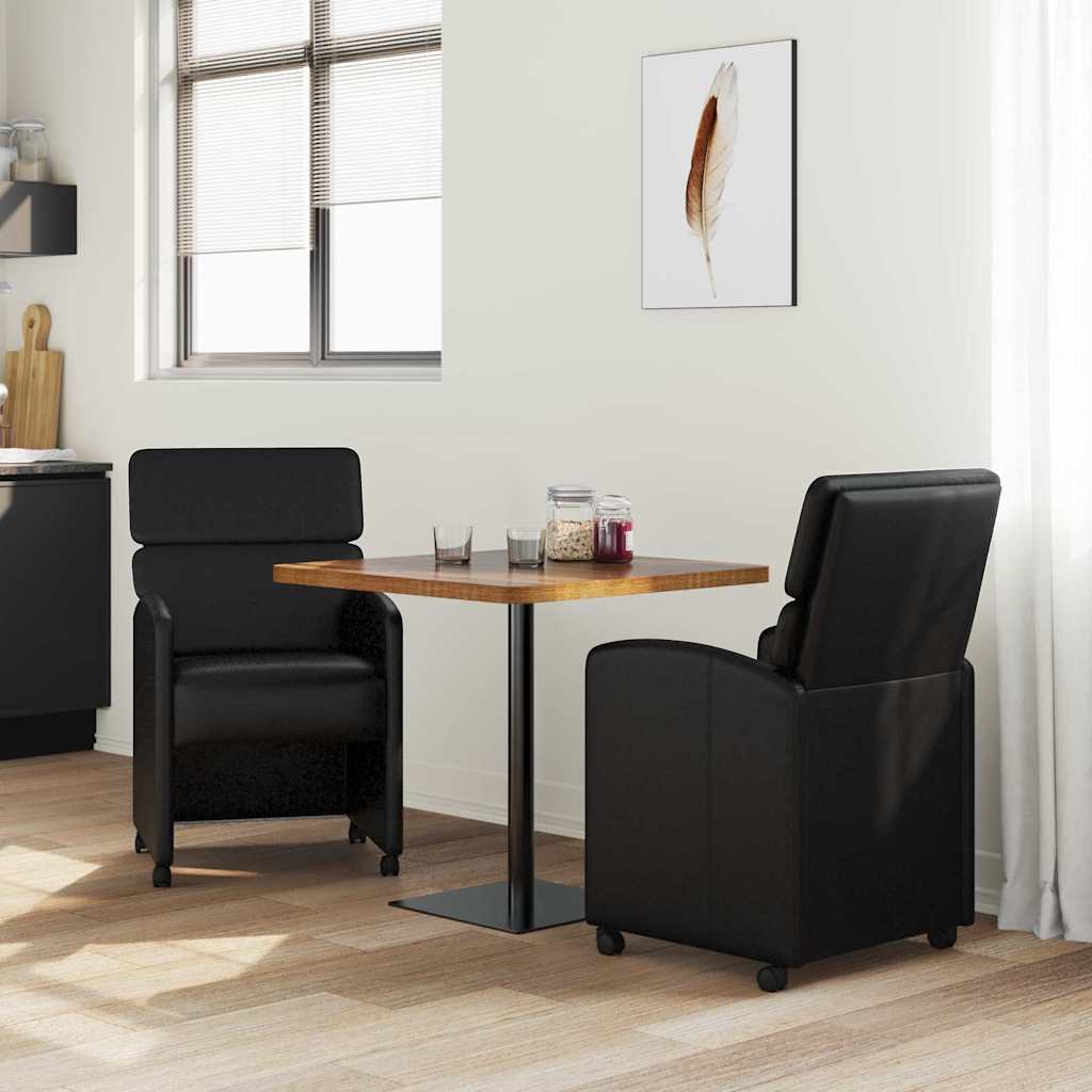 Dining Chairs with Casters 2 pcs Black 58 x 65 x 98 cm