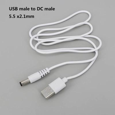 1m White DC 5v USB Male To DC Male Port 5.5MM X 2.1mm Charging Power Supply Extend Cable Barrel Connector USB 2.0