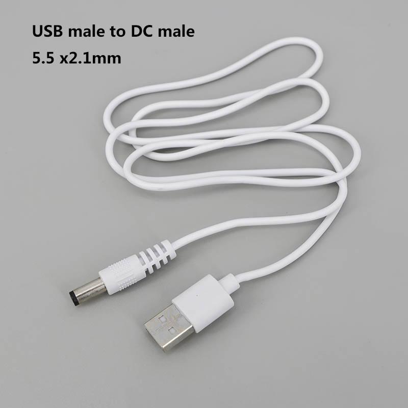 

1м білий DC 5В USB-тато на DC-тато порт 5.5мм x 2.1мм Кабель-подовжувач живлення для зарядки Бочкоподібний роз єм USB 2.0