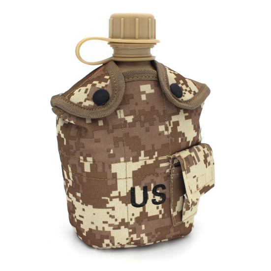 1L Army Military Water Bottle Camping Hiking Canteen Cup Portable for Outdoor