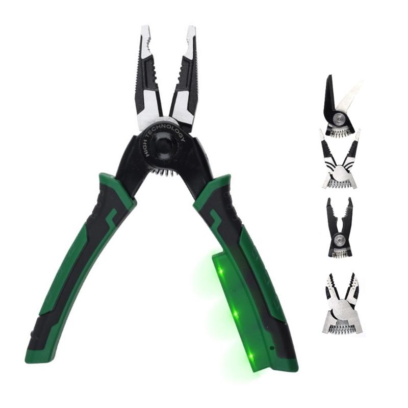 

6 in 1 Interchangeable Head Wire Cutter Pliers Tool with Built In Voltage Tester and Ergonomic Grip for Electrical Work 1