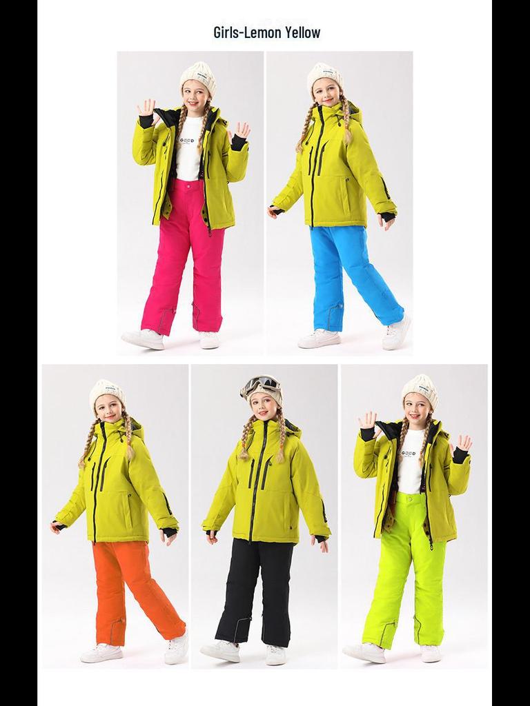 2023 Winter Children's Waterproof Ski Suit - Unisex Hooded, Breathable, and Insulated Jacket
