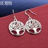 925 Sterling Silver Tree-Shaped Round Earrings Fashion Gift Jewelry