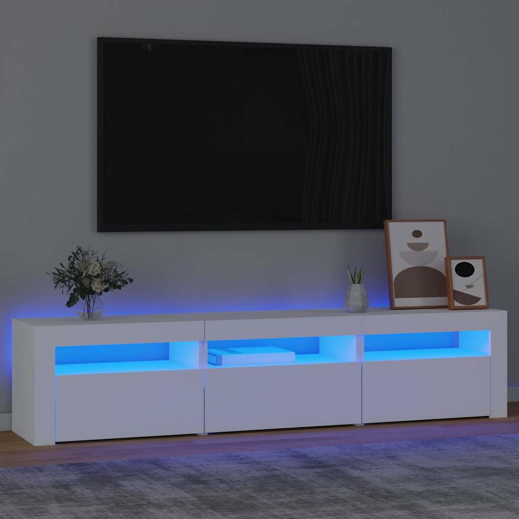 Vidaxl Szafka Pod Tv Z Oświetleniem Led, Biała, 180X35X40 Cm