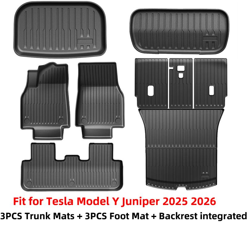 For Tesla Model Y Juniper Floor Mats All Weather Non-Slip Trunk Mats & Cargo Liners for Tesla 2025 2026 Car Interior Accessories