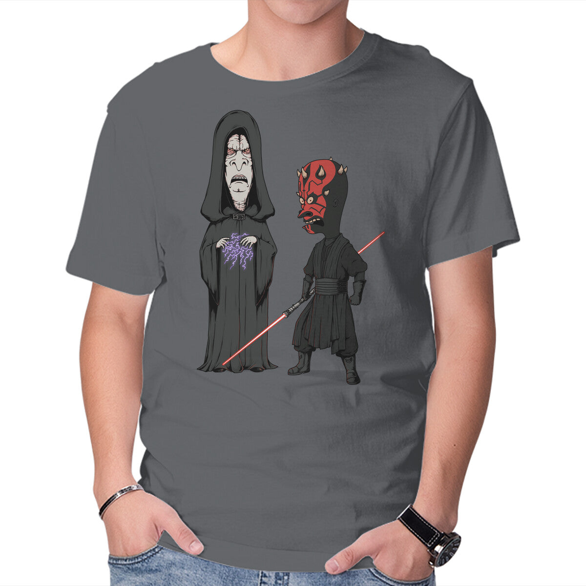 Unisex Crew Neck T-Shirt Stupid Darkside Graphic Short Sleeve Casual Tee L