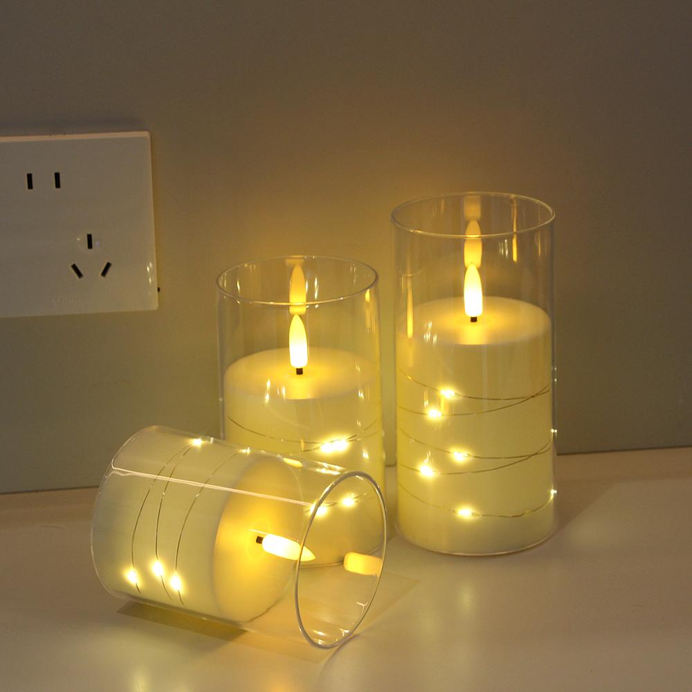 LED Flameless Tea Lights Remote Fake Pillar Electronic Candles Lights For Mother's Day Gift Home Party Terrace Wedding Decor