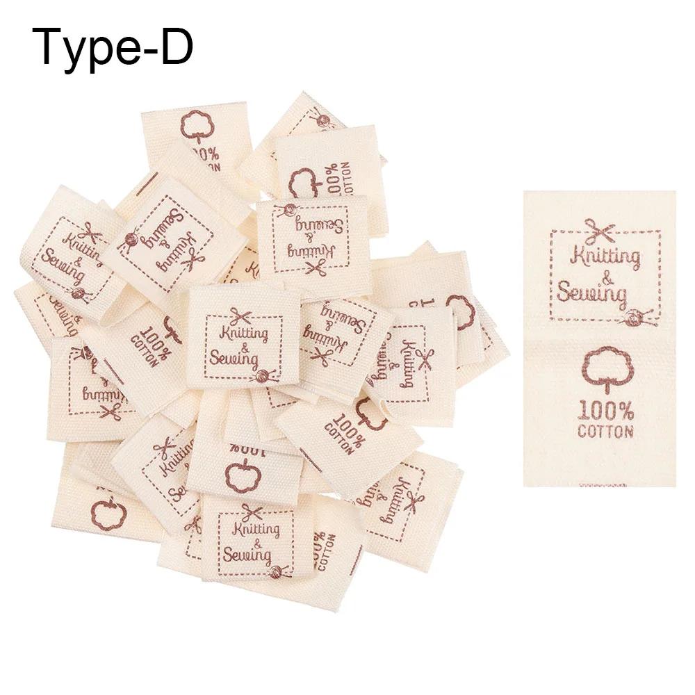 50PCS Heart Shape Cloth Garment Labels Cartoon Pattern Handmade With Love Clothing Tags Woven Knitted Supplies Sewing Accessory