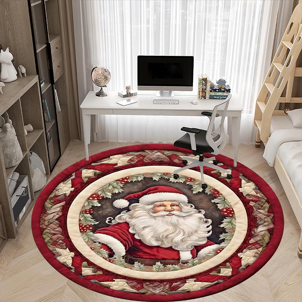 1pc Santa Claus Chair Carpet for Office, Round Non Slip Durable Large Size Office Carpet, Suitable for Office