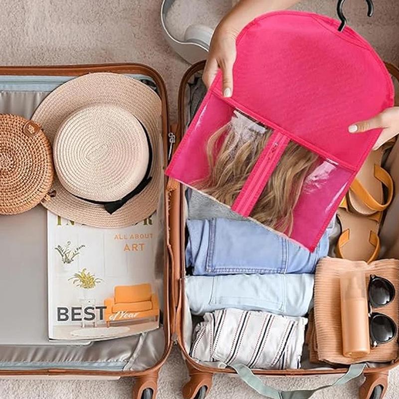 Oppbevaringspose for lange løshår Ikke-vevd Støvtett Parykkbæreposer Med Krok For Hjemmeorganisator Parykkpakkepose