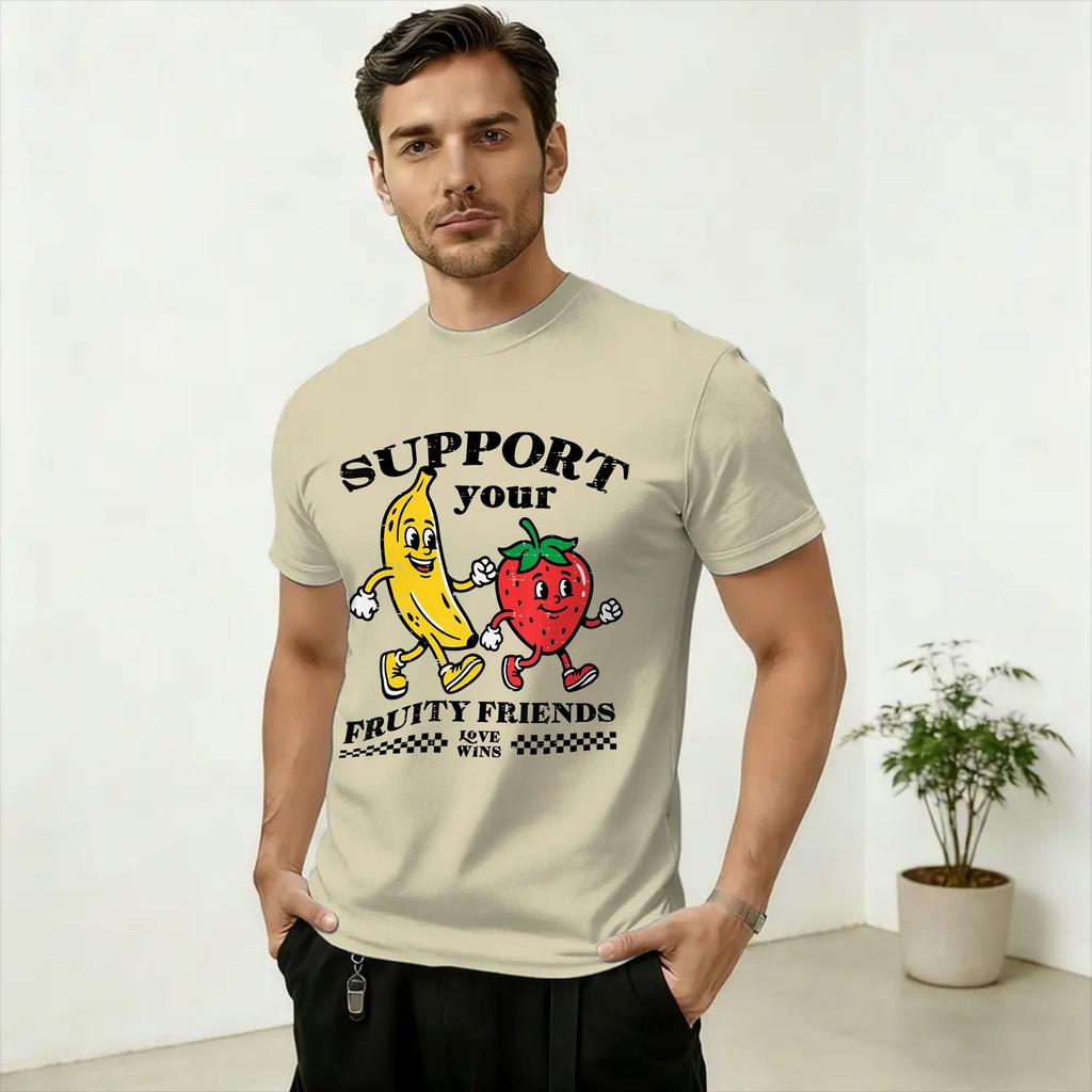 LGBTQ Support Your Fruity Friends Gay Pride Cotton T Shirt For Unisex Summer TShirts Popular Tees Plus Size Loose Tops