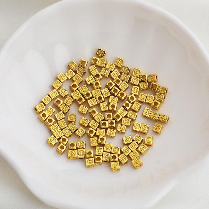 Sand Gold Color-Preserving Fortune-Attracting Square Spacer Beads for DIY Accessories