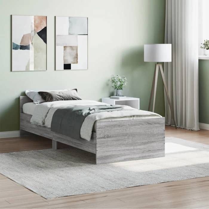 VidaXL Cadre de lit sonoma gris 75x190 cm petit simple bois ingénierie 835951