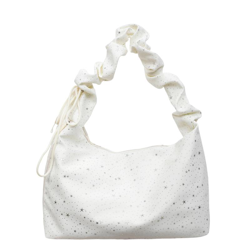 2026 New Gentle Style Star Ruffle Shoulder Bags for Women Larger Capacity Casual Crossbody Bags Student Commute Canvas Tote