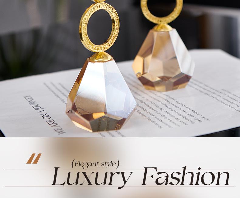 Champagne Modern Crystal Candlestick: Elegant Metal Candle Holder & Decorative Home Ornament