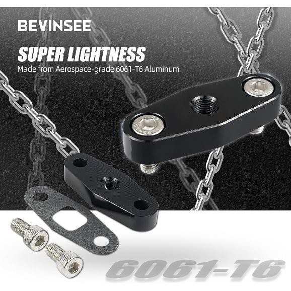 Bevinsee Turbo Olie Toevoer Inlaat Flens Adapter Compatibel met GT42 GT47 GT40 1/8"npt Olie Toevoer Inlaat Flens GT-serie Turbochargers, 6061