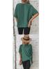 Summer Women's Solid Color Batwing Sleeve Knot Hem Loose T-shirt