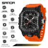Sanda Men's Trendy Waterproof Multi-Functional Electronic Watches with Three-Time Zones for Casual Use