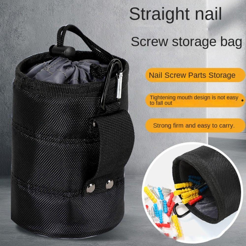 Oxford Nail Screw Storage Bag Black Electrician Tool Bag Cylinder Nail Screw Storage Bag