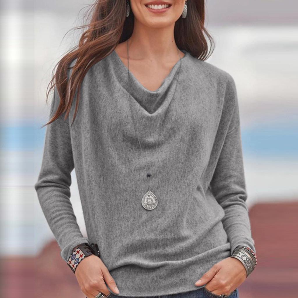 

Женский повседневный свободный пуловер с длинными рукавами и нерегулярной индивидуальностью, топы больших размеров XXL серый