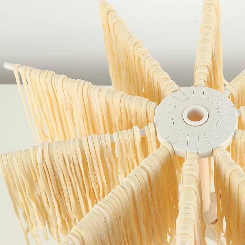 Collapsible Pasta Drying Rack Kitchen Folding Homemade Fresh Spaghetti Stand Dryer Noodle Hanger with 10 Bar Handles JT583