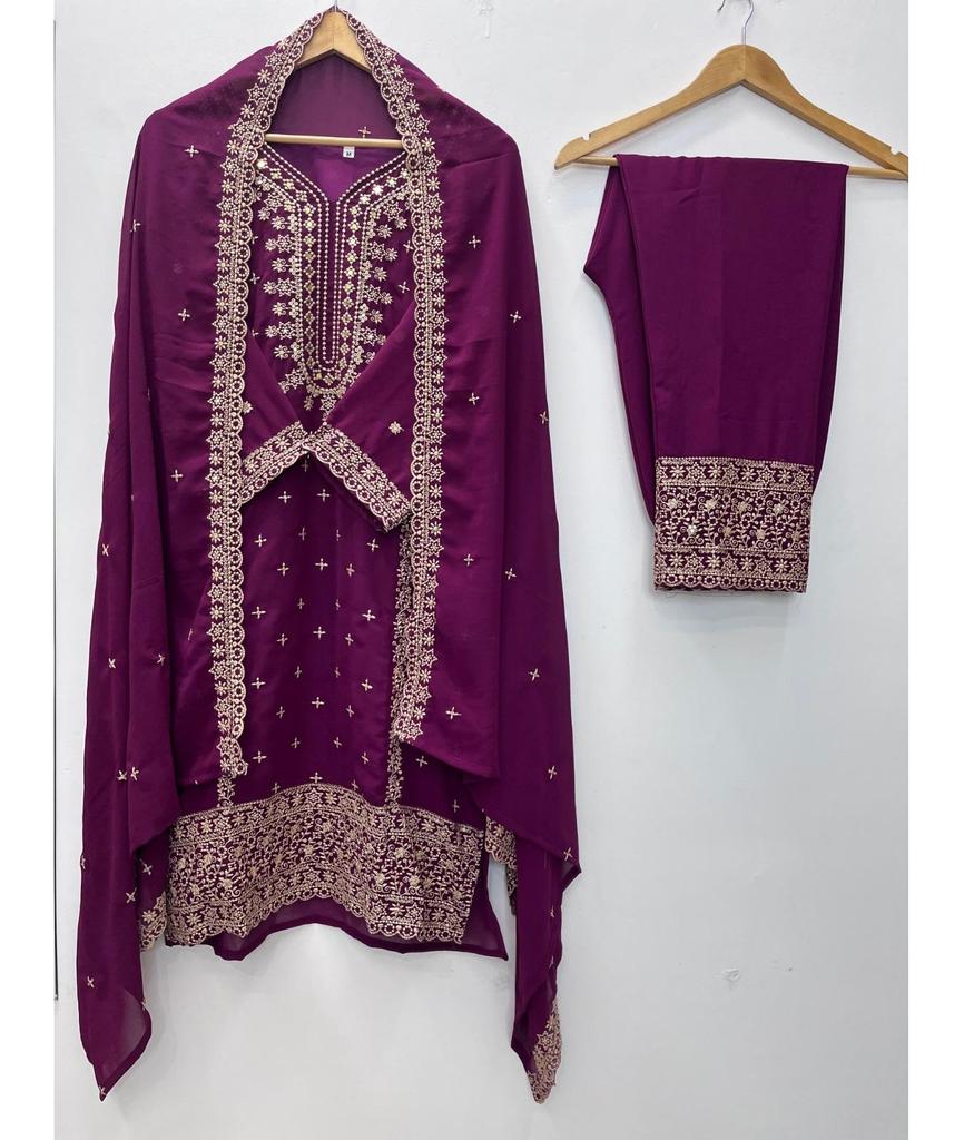 Ensemble Salwar Kameez Bollywood pour Femme - Salwar Suit en Fausse Georgette pour Fête - Designer Indien