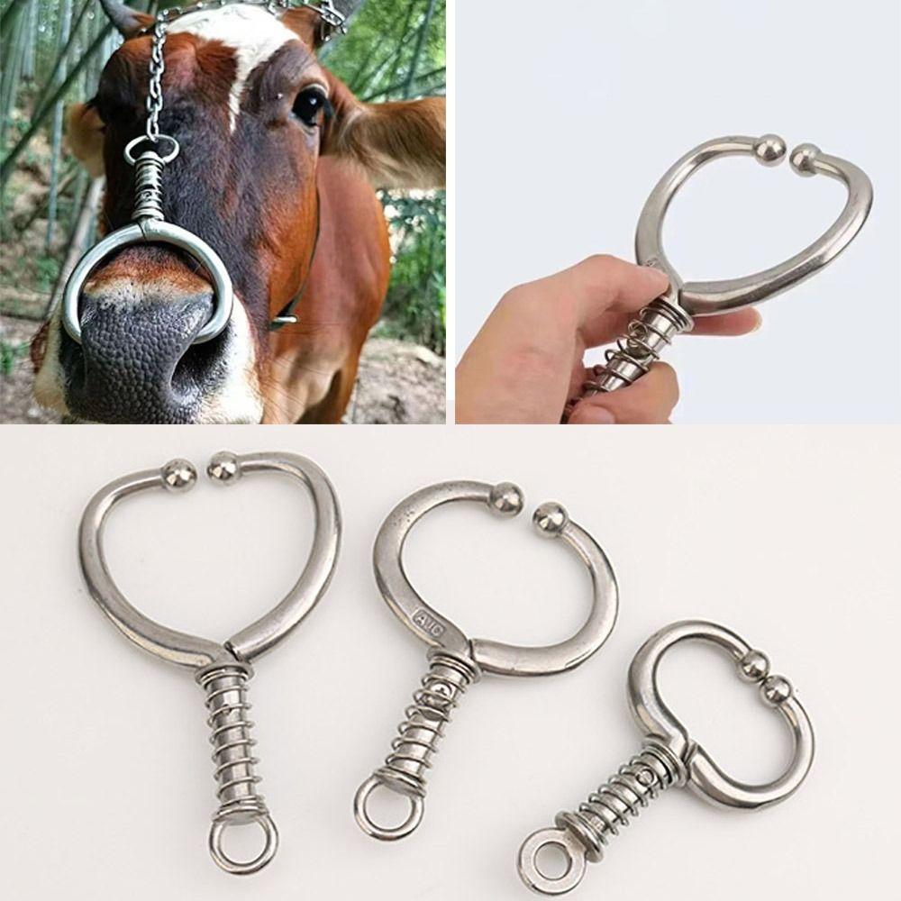 Inel Nazal Bovin Argintiu Oțel Inoxidabil Clip Bovin Plumb Nas Taur Agricultură Zootehnie Accesoriu