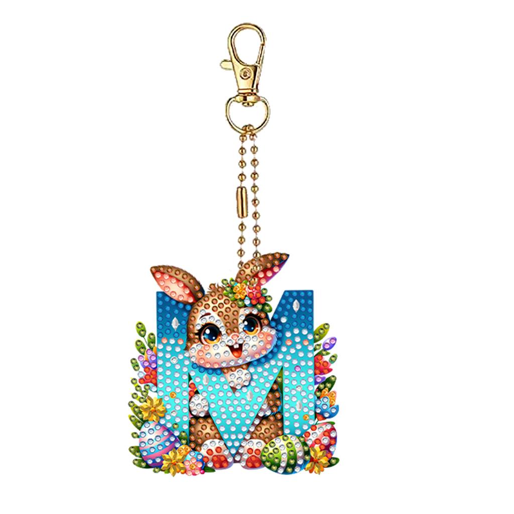 Easter Diamond Art Keychain Ornaments Double Sided Hanging Key Chains Diamond Painting Keychain Kits 5D DIY Diamond Art Pendants