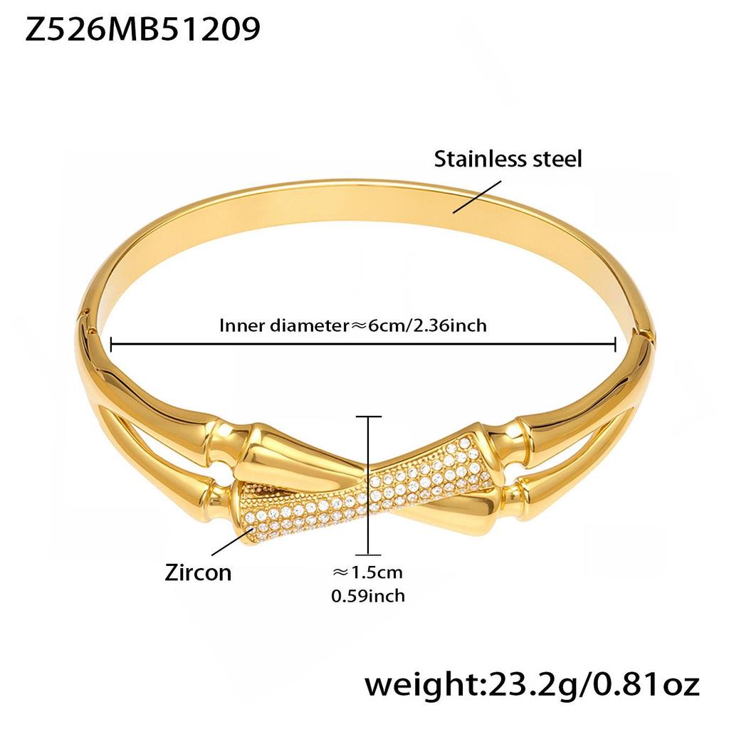 18K Gold-Plated Stainless Steel Zircon Clasp Bracelet - European & American Chic Women's Fashion