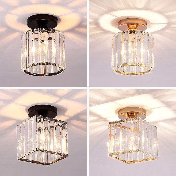 Elegant Gold Crystal Chandelier for Corridor, Balcony, or Cloakroom - Surface-Mounted Decorative Downlight