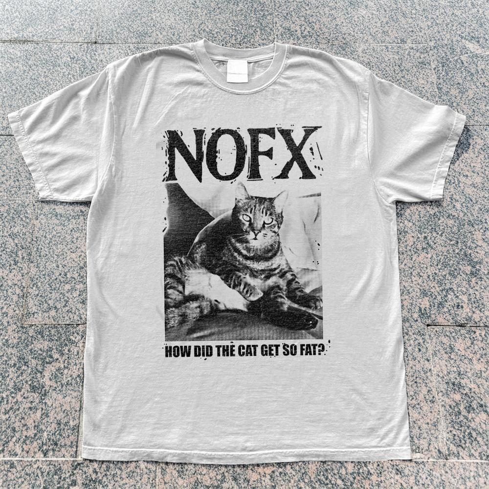 

NEW Punk in Drublic Tee NOFX How Did The Cat Get so Fat White Cotton Tshirt Unisex T-Shirt S