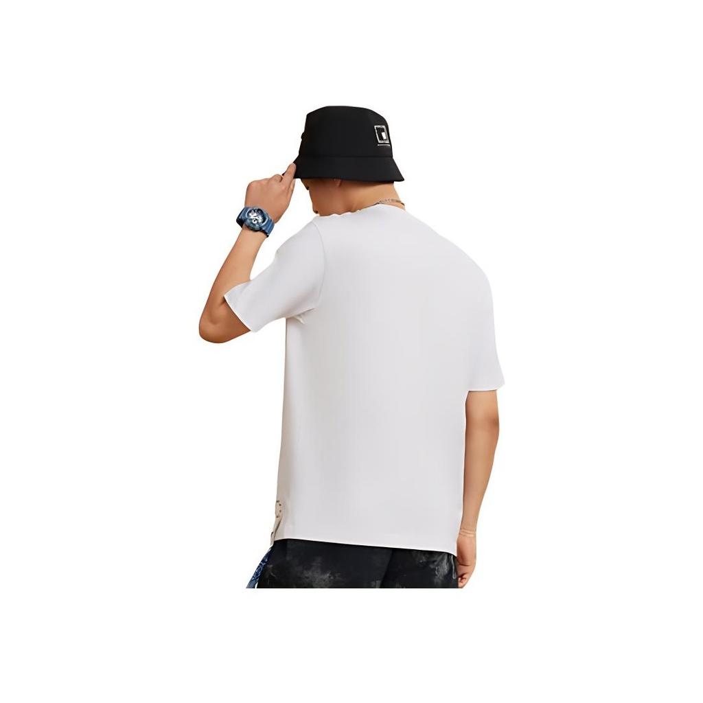 Li Ning Anti-Five Series Military Deception Letter Graphic Print Short Sleeve T-Shirt Men Tops Basic-White AHSS393-1