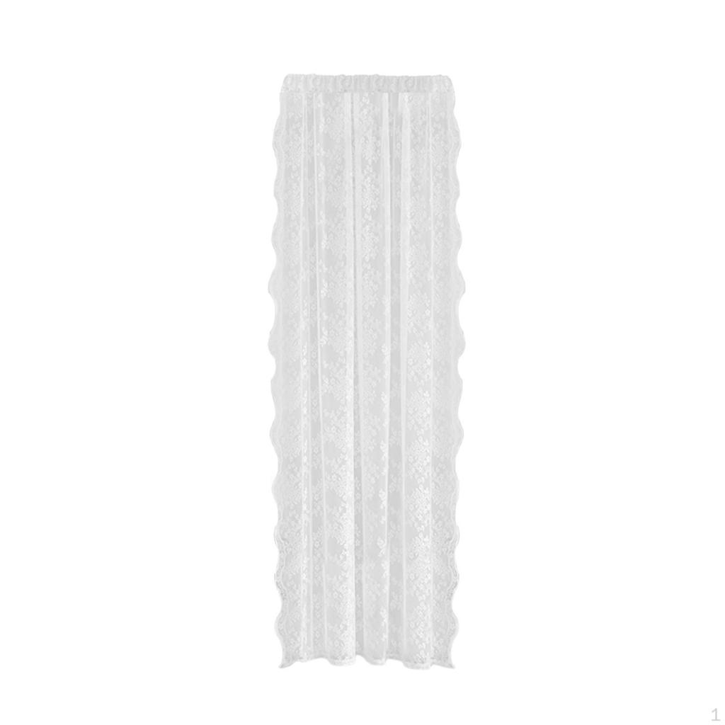 Curtain Voile Drape Drapery Transparent Floral Panel with Rod Pocket for Kitchen Hotel