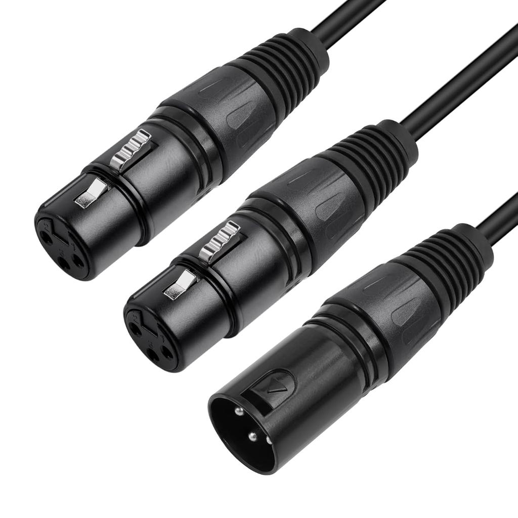 2 packs one point and two audio cables XLR male to XLR dual female balance cable microphone cable power amplifier mixer cable one male to two fem