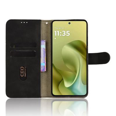 Voor Motorola Moto G86 Power 5G Lederen Hoes Skin Feel Anti Drop Portemonnee Flip Telefoonhoes