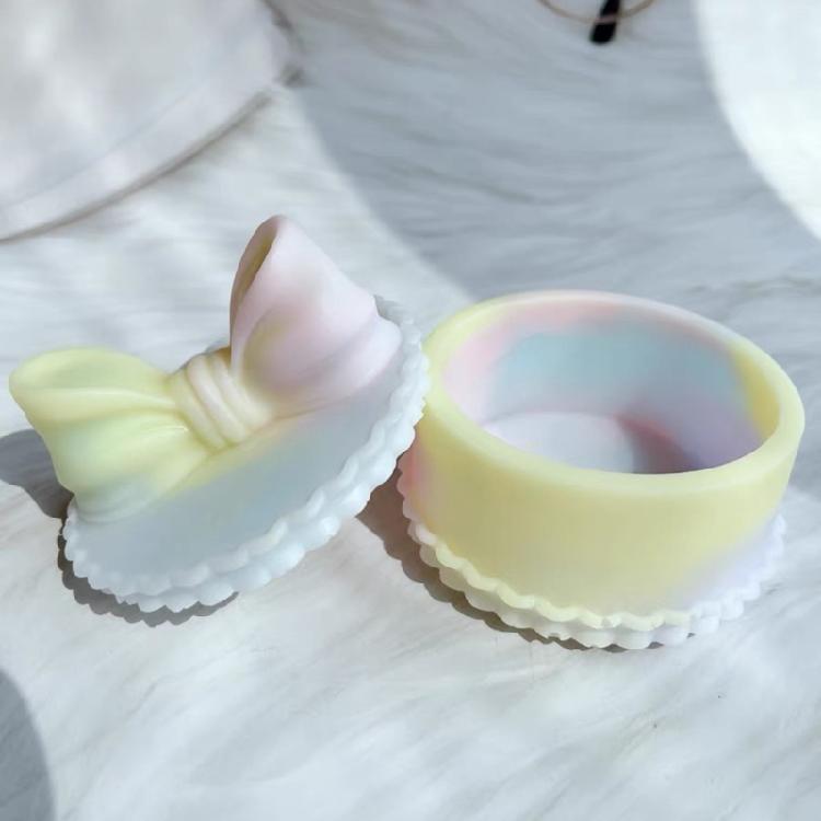 Storage Jar Mold Bowknot Jewelry Organizer Mould Silicone Mold for Candle Cup