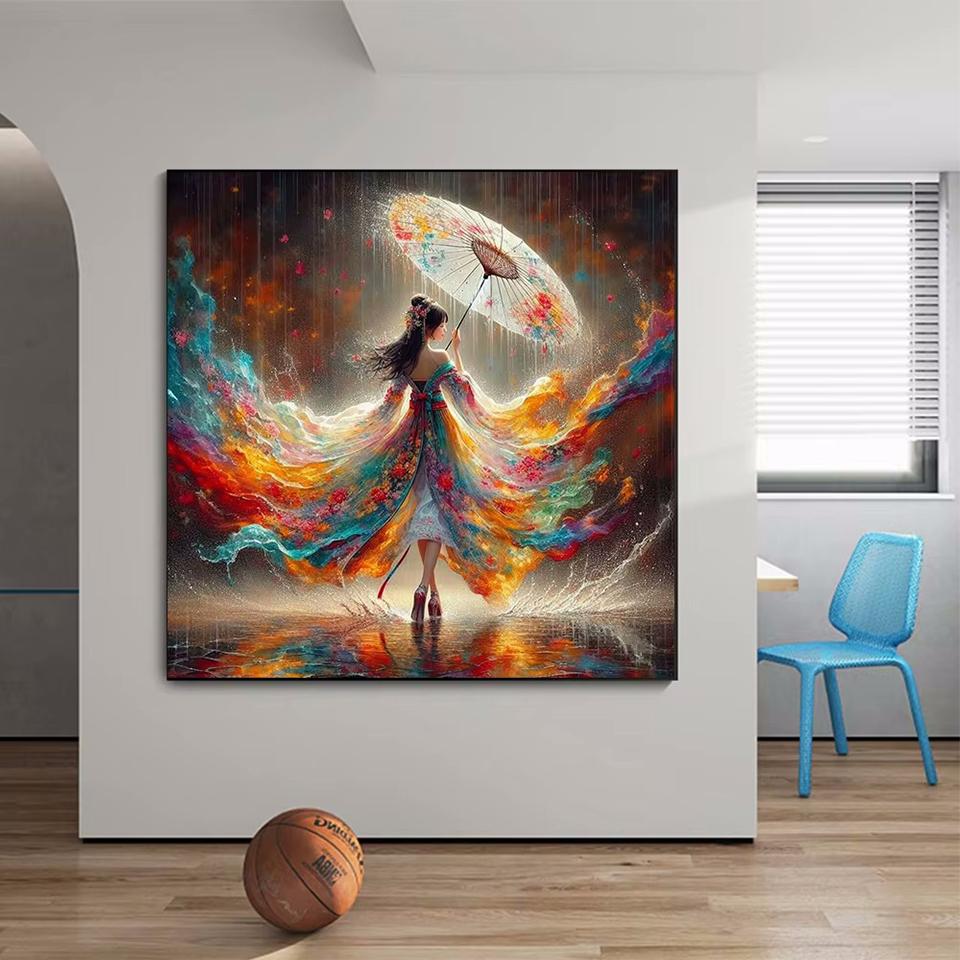 Rhinestone Painting Crystal Decor Diamond Painting Woman Umbrella 5D Cross Stitch Pattern Diamond Embroidery Diamond Painting