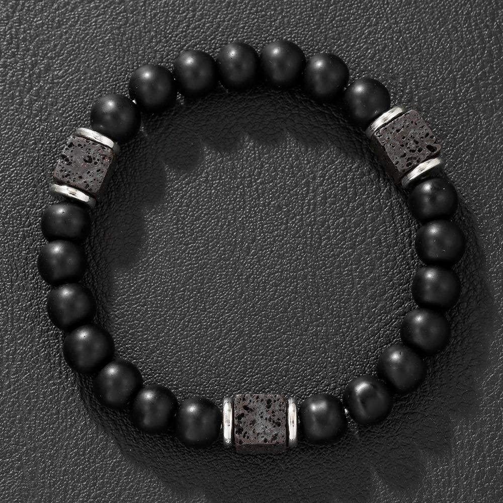 Fashion Personality Geometry Square Volcanic Stone Bead Obsidian Bead Energy Bracelets for Men Women Couple Jewelry Accessories