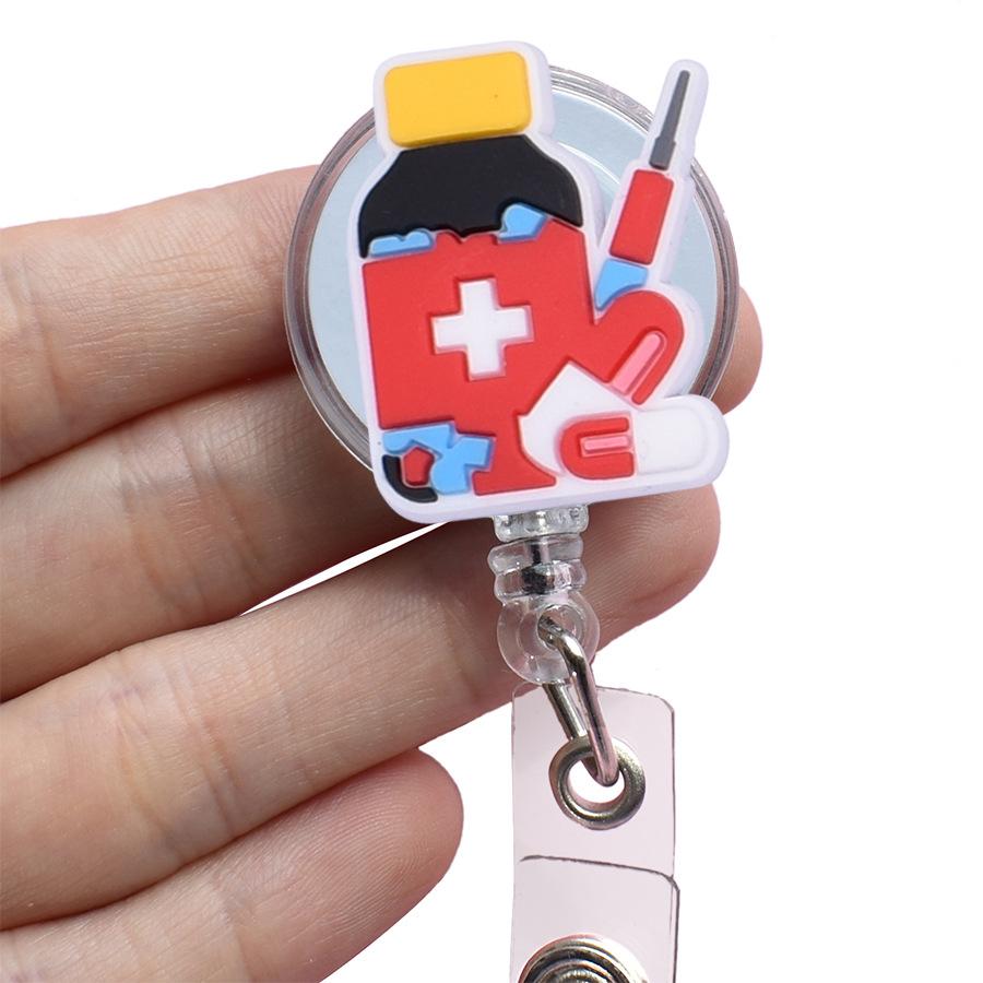 Catramă retractabilă medicală de desene animate Doctor Asistentă Licență de muncă Snur creativ ușor de trage Cataramă Certificat Nume de marcă