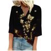 Women's Shirt Blouse Casual Loose Shirts 3/4 Sleeve Print V Neck Tops Print Tops T-shirts Tee
