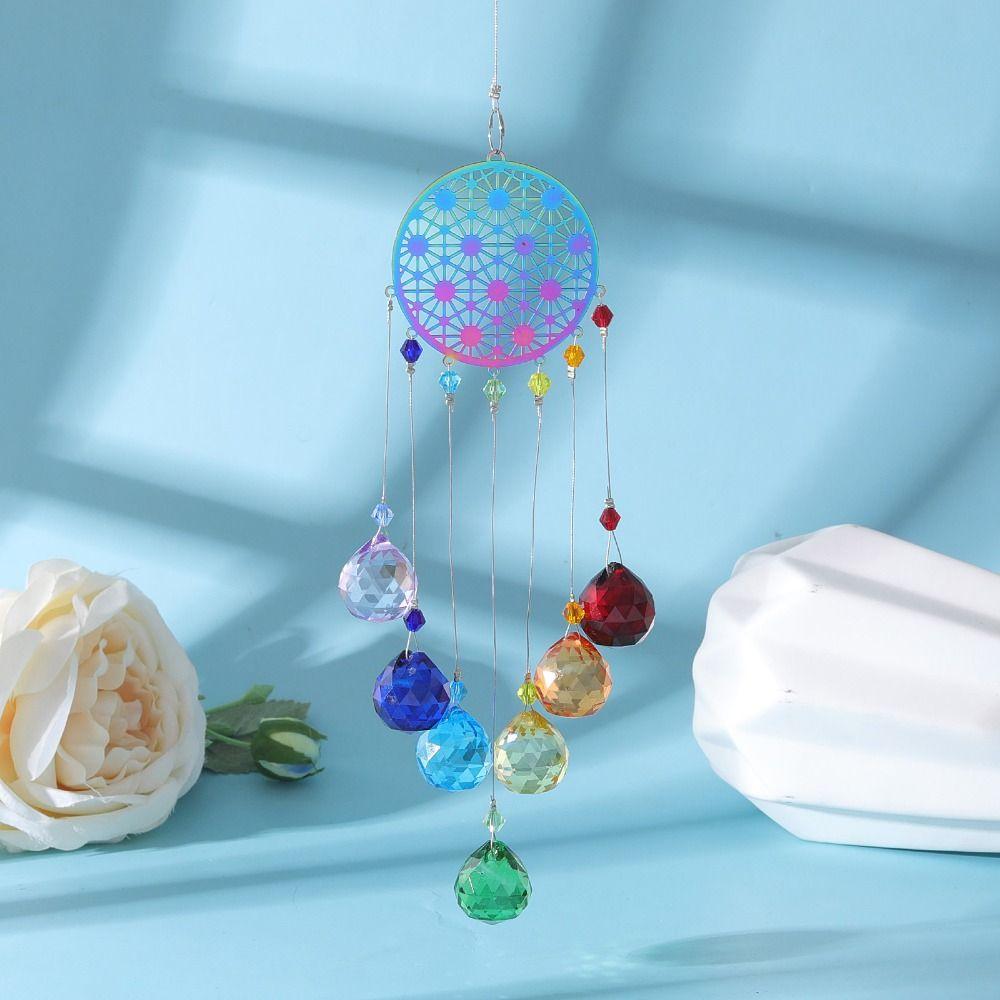 Hanging Crystal Wind Chime Pendant DIY Crafts Rainbow Catcher  Window Garden Ornaments