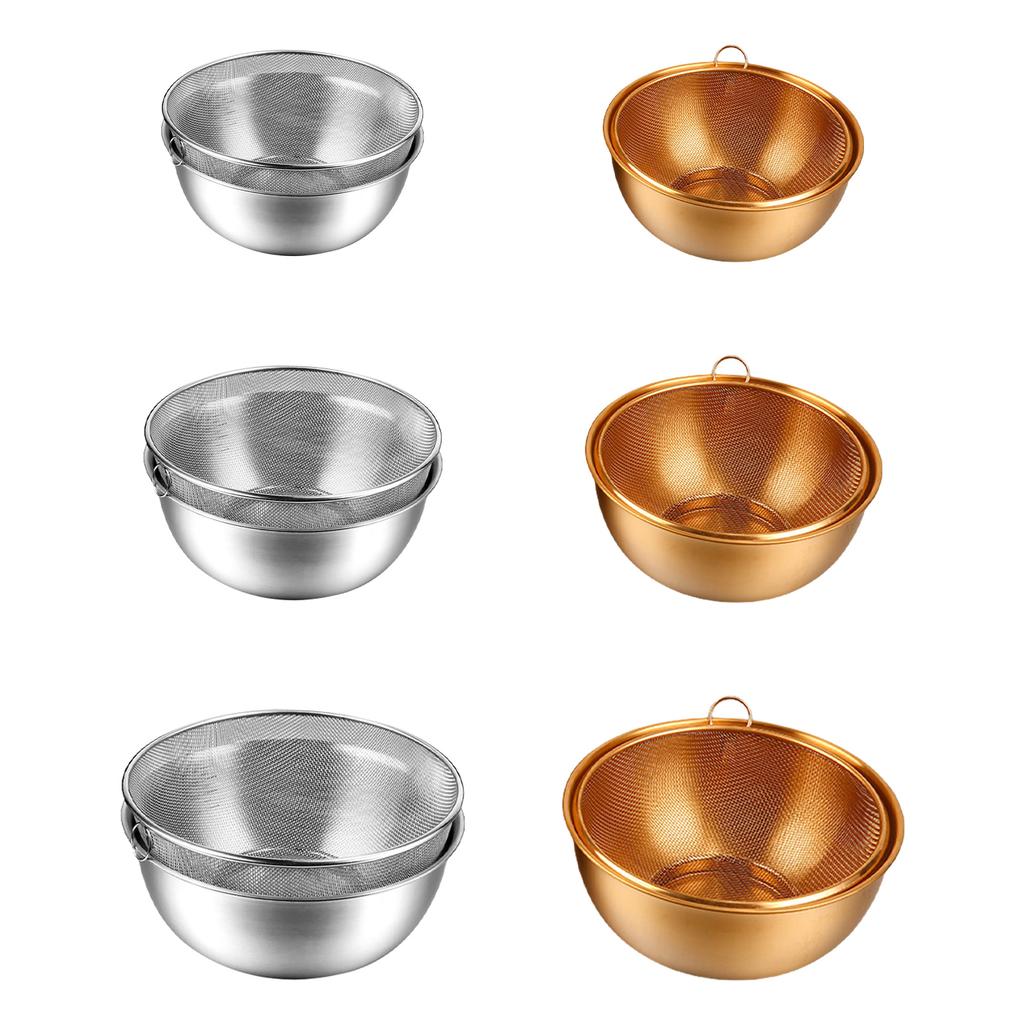 Stainless Steel Strainer Fine Mesh Colander with Mixing Bowl Set Kitchen Basket for Home Cooks and Professional Chefs
