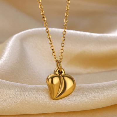 Unregelmäßige Glänzende Herz Edelstahl Halsketten Für Frauen Gold Farbe Herz Design Anhänger Halskette Party Hochzeit Schmuck Mujer